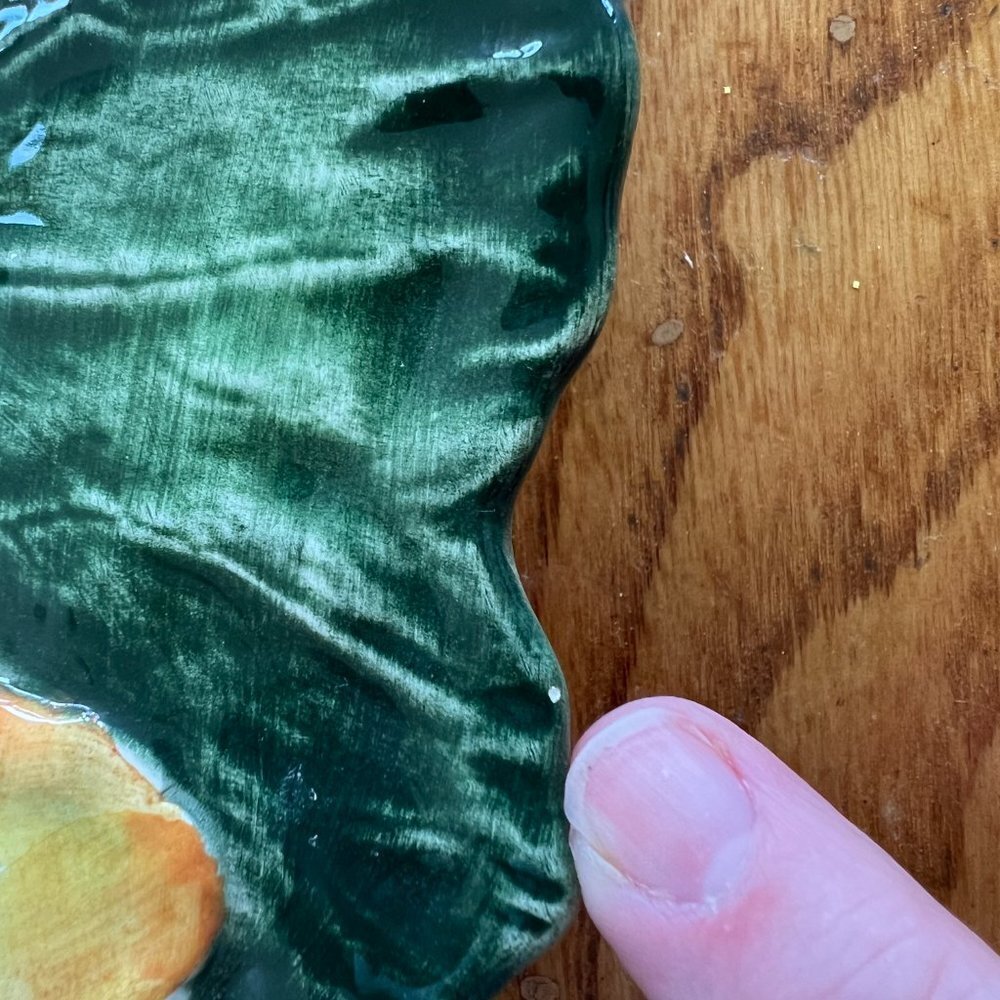 Vintage Vietri Hand Painted Pumpkin Leaf Squash Blossom Plate - Picture 5 of 6
